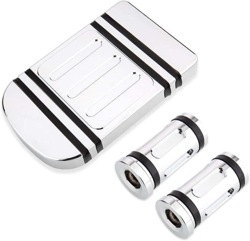 KICRY Brake Pedal Cover Compatible with Harley softail Heritage Springer Fit Fat Boy Deluxe FLSTN Road King FLHR Road Glide FLTR Pads Cover (D-Chrome Kit) - Image 1